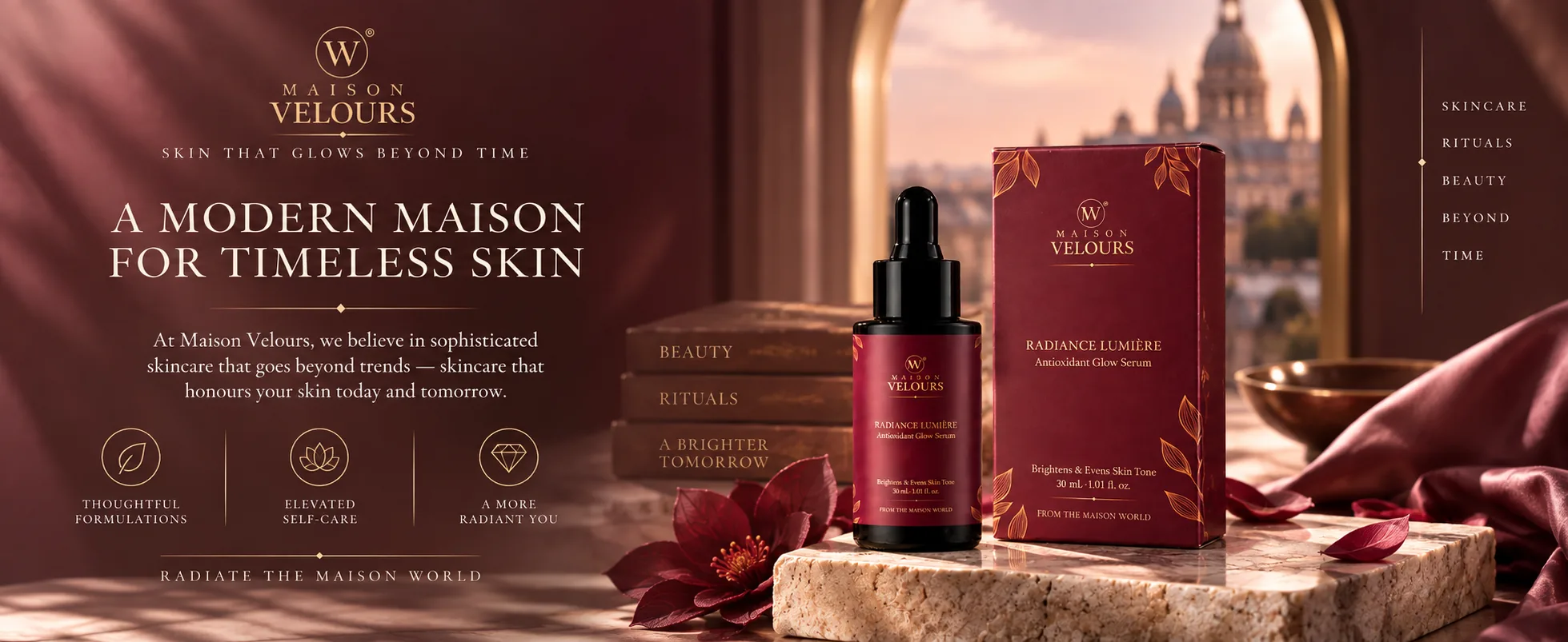 Radiance Lumière — sophisticated skincare that honours skin today and tomorrow.