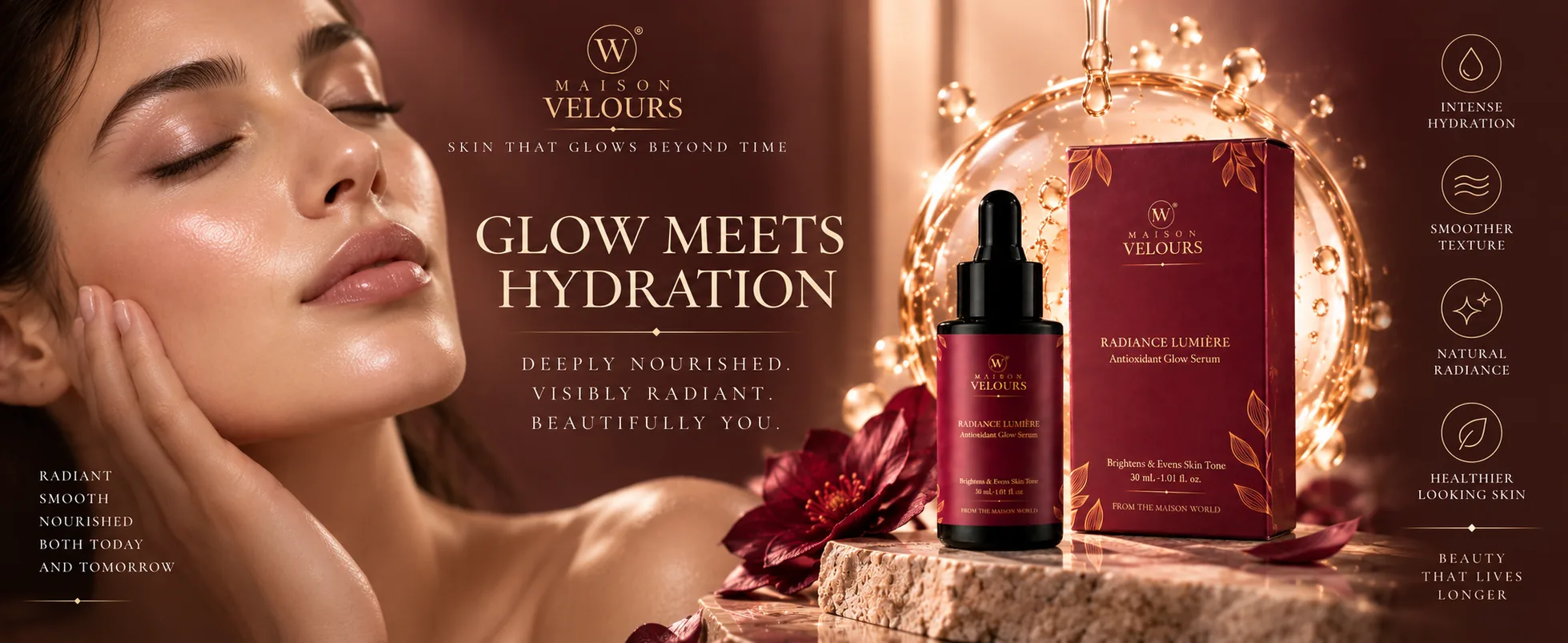 Radiance Lumière — deeply nourished, visibly radiant skin.
