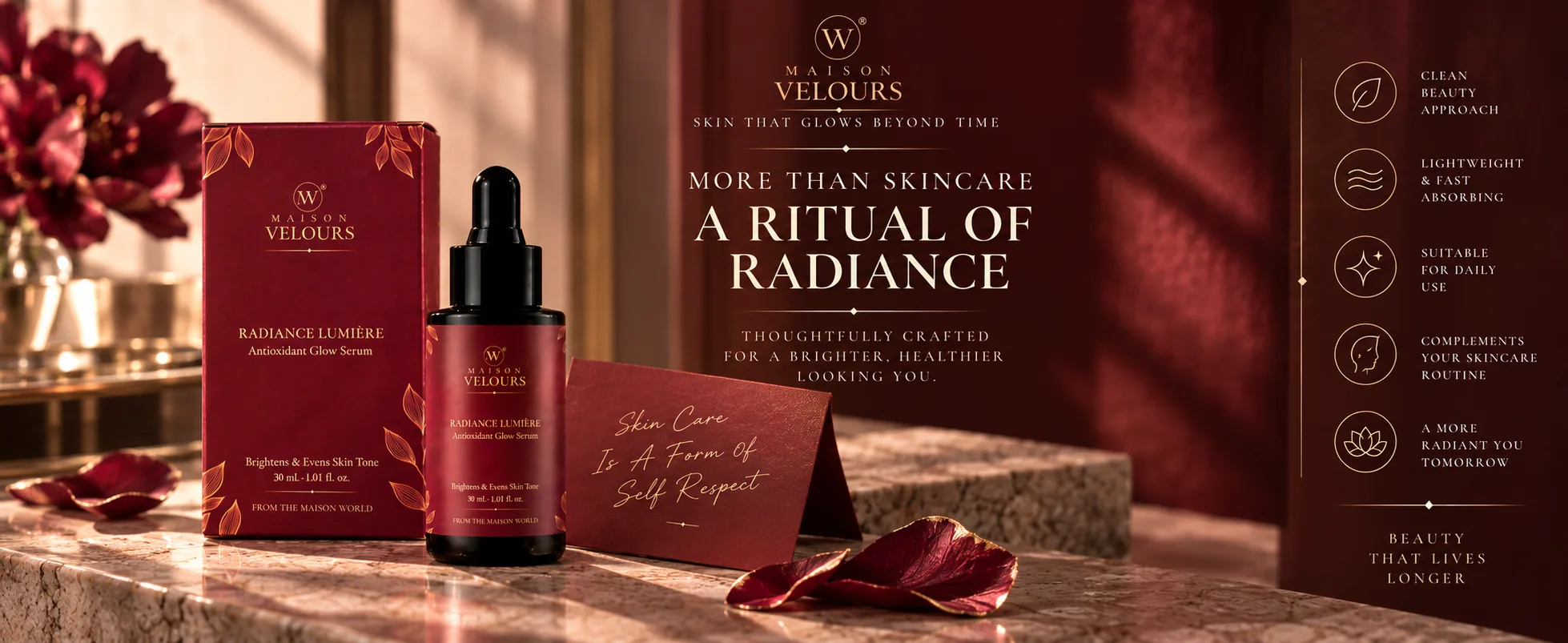 Radiance Lumière — more than skincare, a ritual of radiance, clean beauty for daily use.